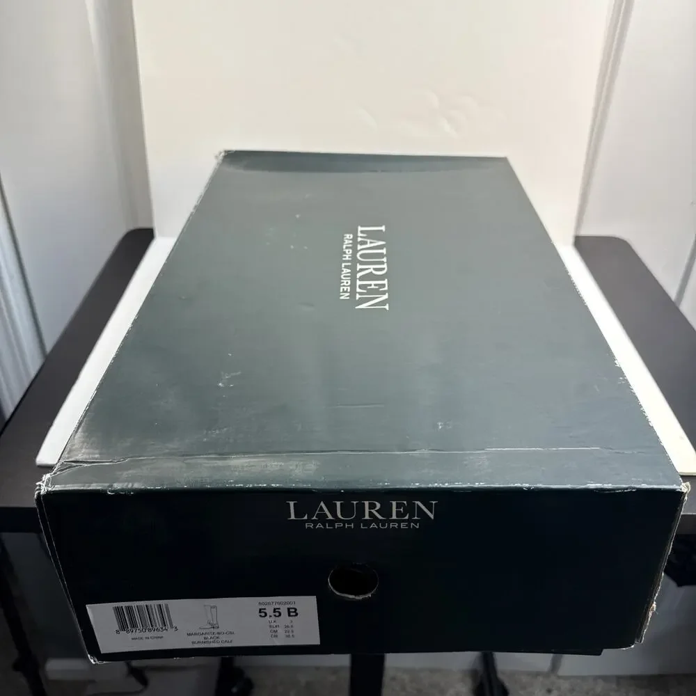 Lauren Ralph Lauren Womens Margarite Black Riding Boots 5.5 Width‎ B NWB